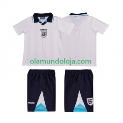 Camisola Inglaterra 1996 Retro Criança Equipamento Primeiro Manga Curta
